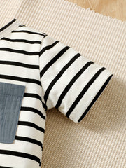 2pcs Little Boy Casual Striped Tees & Shorts Set Summer Kids Clothes