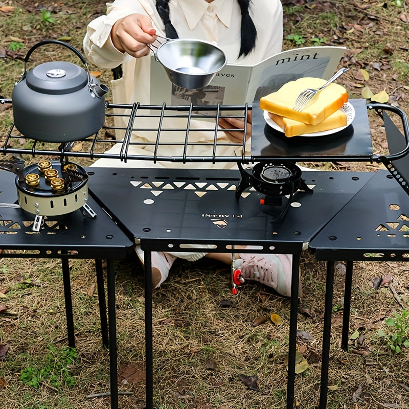 Folding Picnic Table Stove Rack Bracket Metal Portable Tea Table