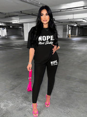 Casual Two Piece Set Crew Neck Tee & Leggings