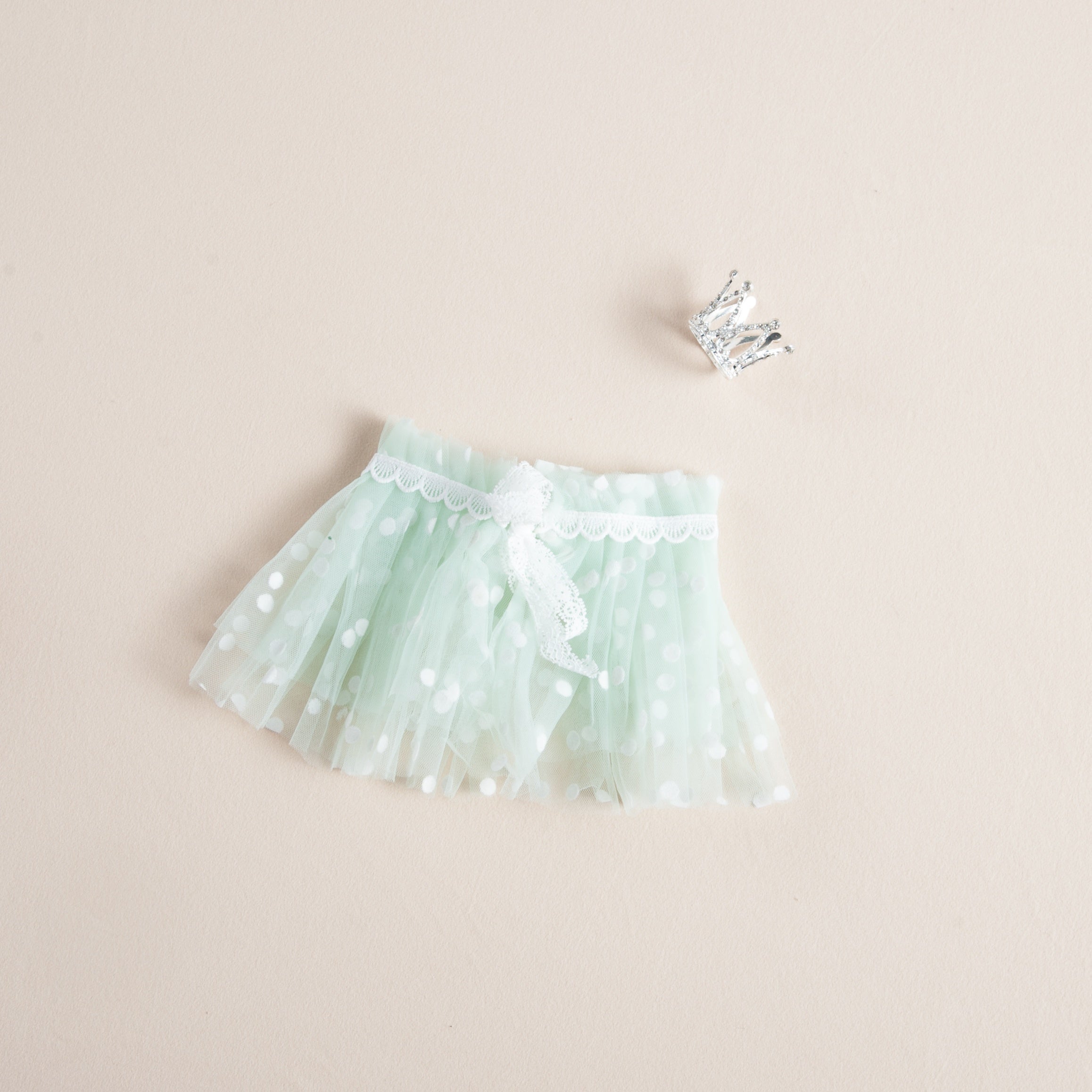2pcs Crown Green Lace Skirt Newborn Photography Set