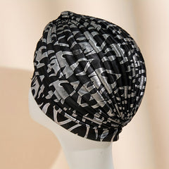 Hot Stamping Turban Cap Elastic Head Wrap Hair Bonnets Women Ramadan Beanies