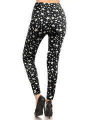 Star Print Skinny Leggings Women's Clothing