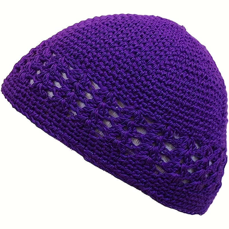 Solid Unisex Crochet Beanie Hollow Out Casual Skull Cap Breathable Knit Hat