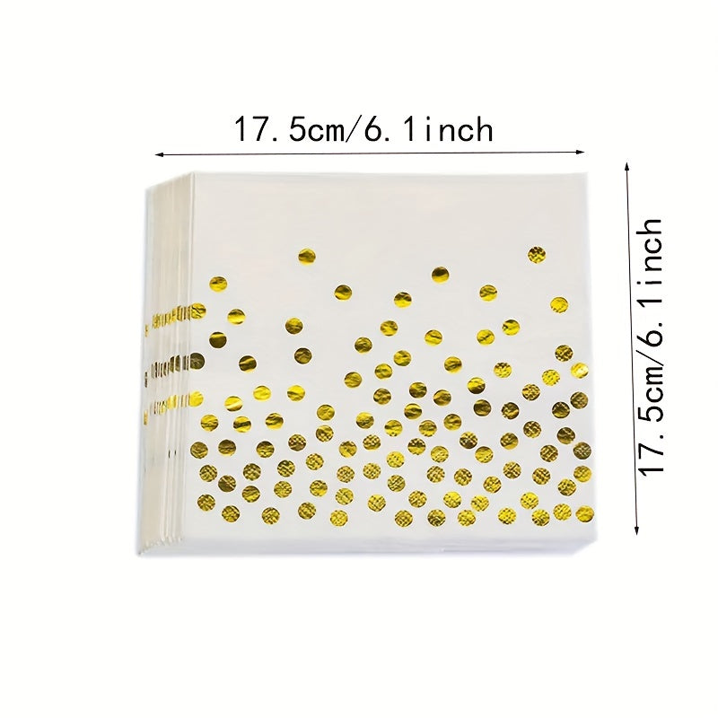 25pcs Bronzing Polka Dot Napkins Plates Cups Party Supplies