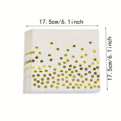 25pcs Bronzing Polka Dot Napkins Plates Cups Party Supplies