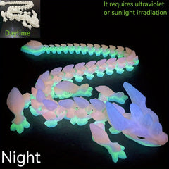 Glow in Dark Crystal Dragon Statue Jointed Body Random Eyes Plastic Decor