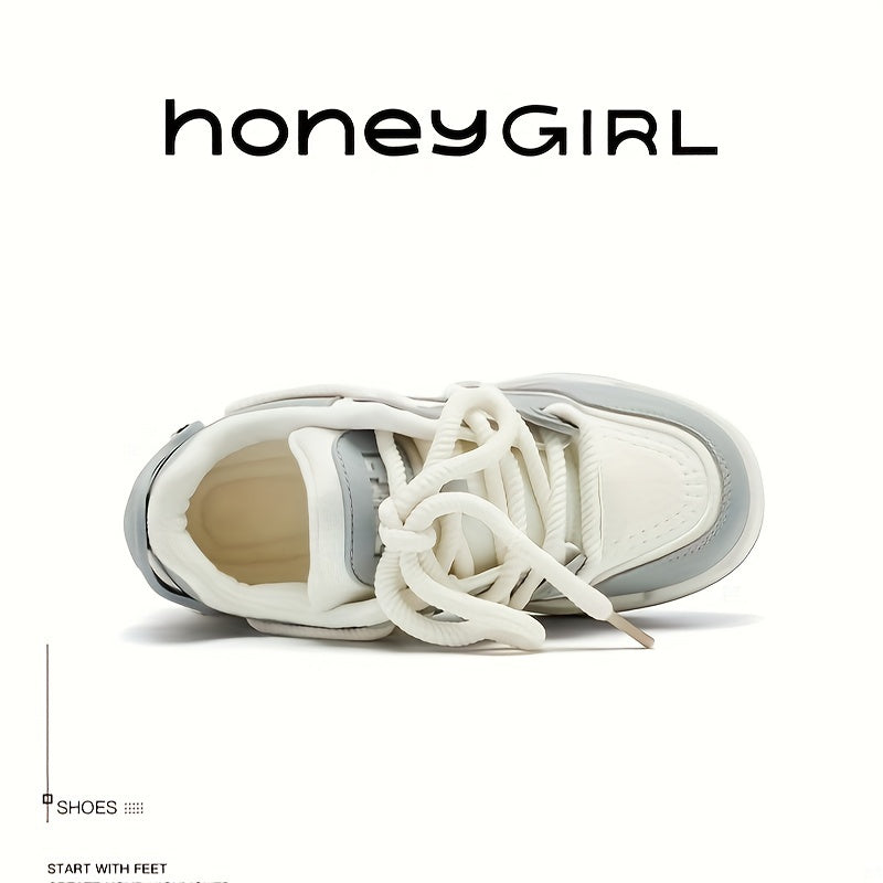 Thick Sole Heighten Sneakers Faux Leather Chunky Shoes
