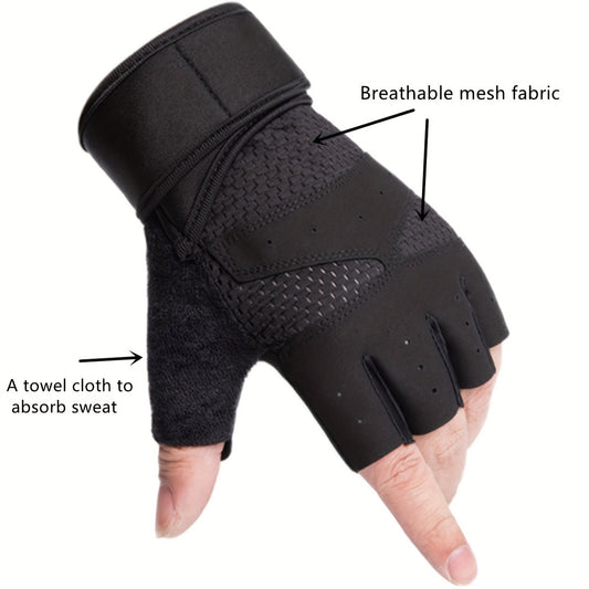 Breathable Half Finger Fitness Gloves with Wrist Support and Anti Slip Silicone