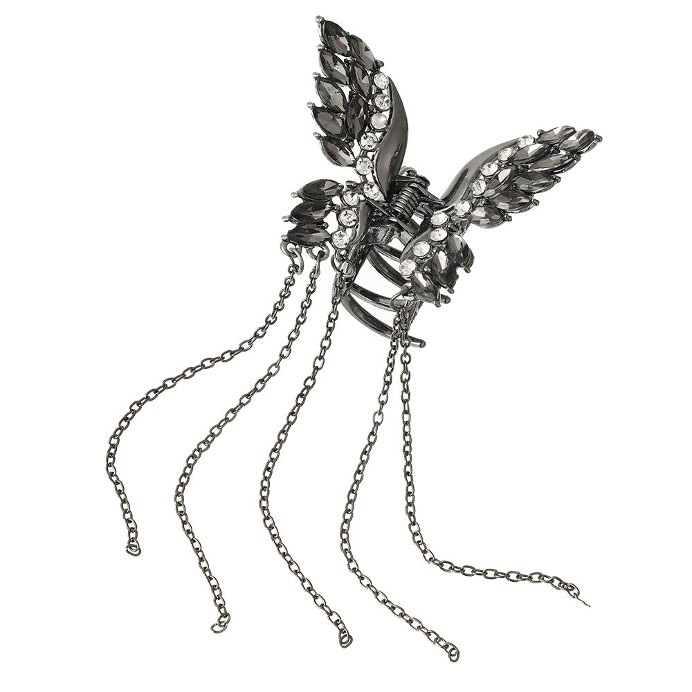 Golden Butterfly Hair Claw Clips with Tassel for Women Vintage