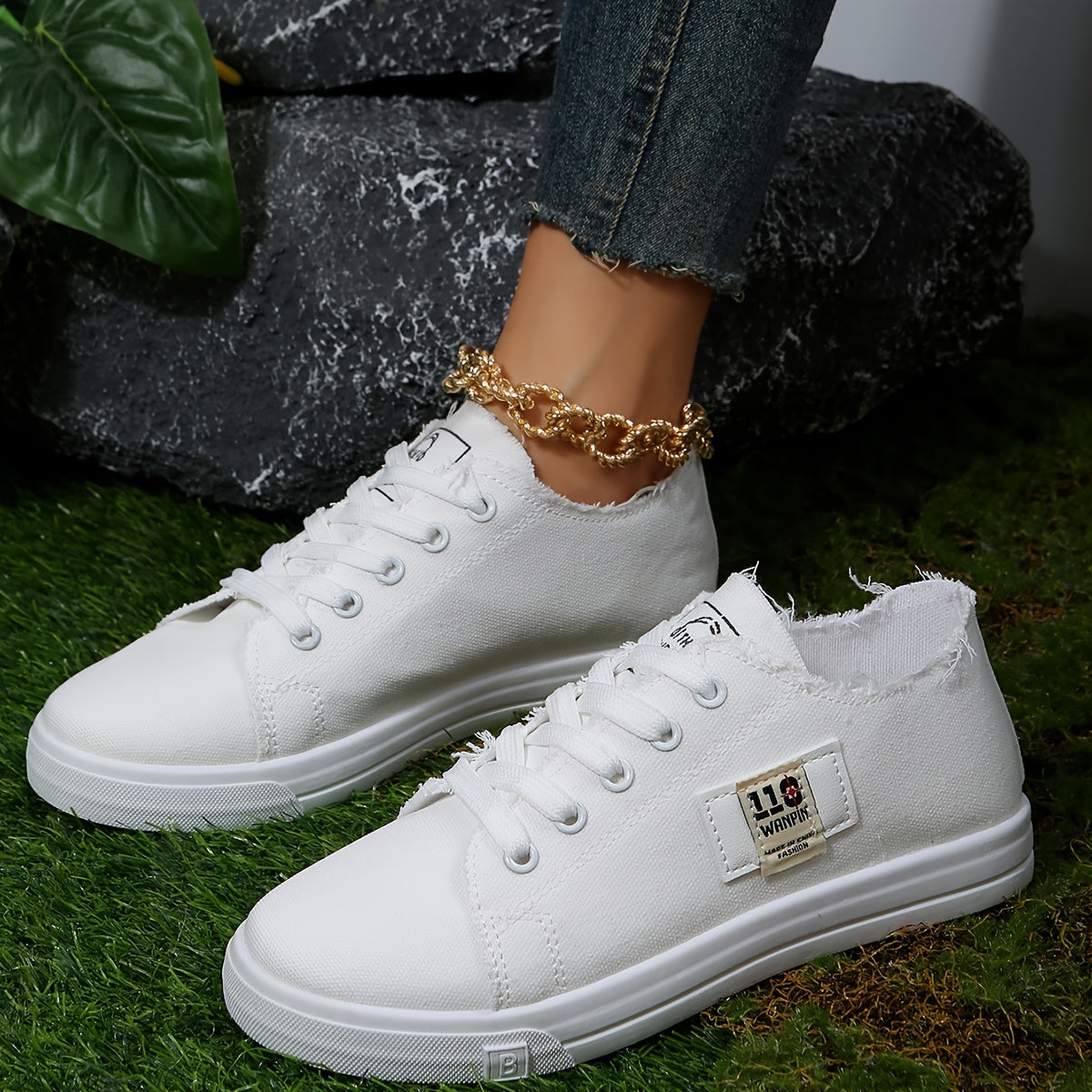 Women's Canvas Lace Up Outdoor Shoes Lightweight Sneakers