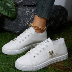 Women's Canvas Lace Up Outdoor Shoes Lightweight Sneakers