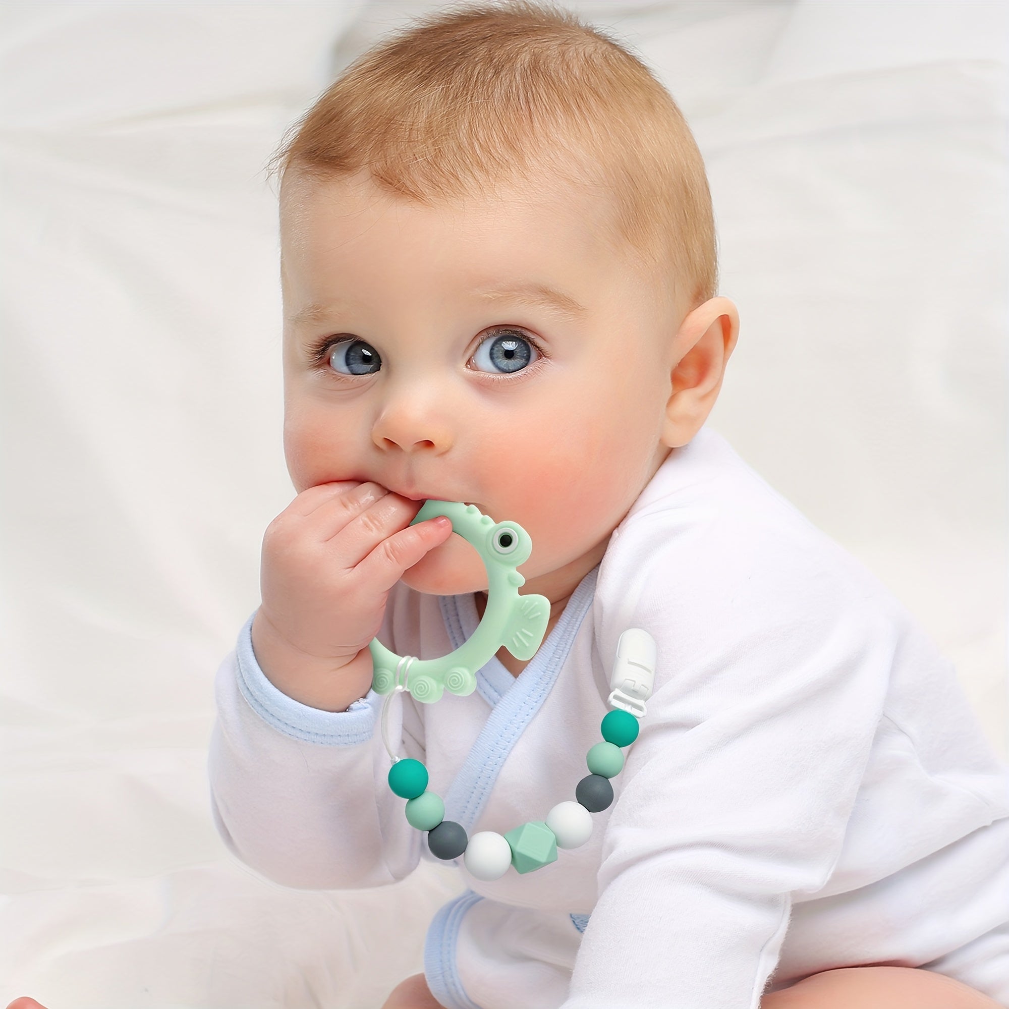 Baby Pacifier Clips Set Silicone Beads Nipple Holder Teething Toys