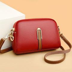 Vintage Litchi Crossbody Bag PU Leather Shoulder Handbag