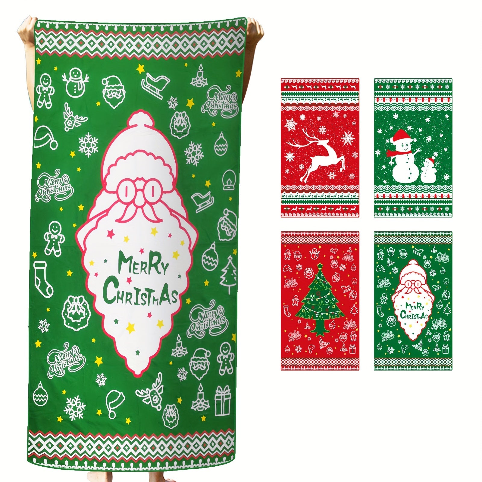 Christmas Camping Towel Quick Drying Outdoor Warm Blanket
