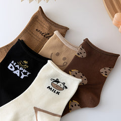 5 Pairs Cartoon Print Socks Women's Stockings