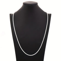 4mm Silvery Twist Rope Bracelet Necklace For Men