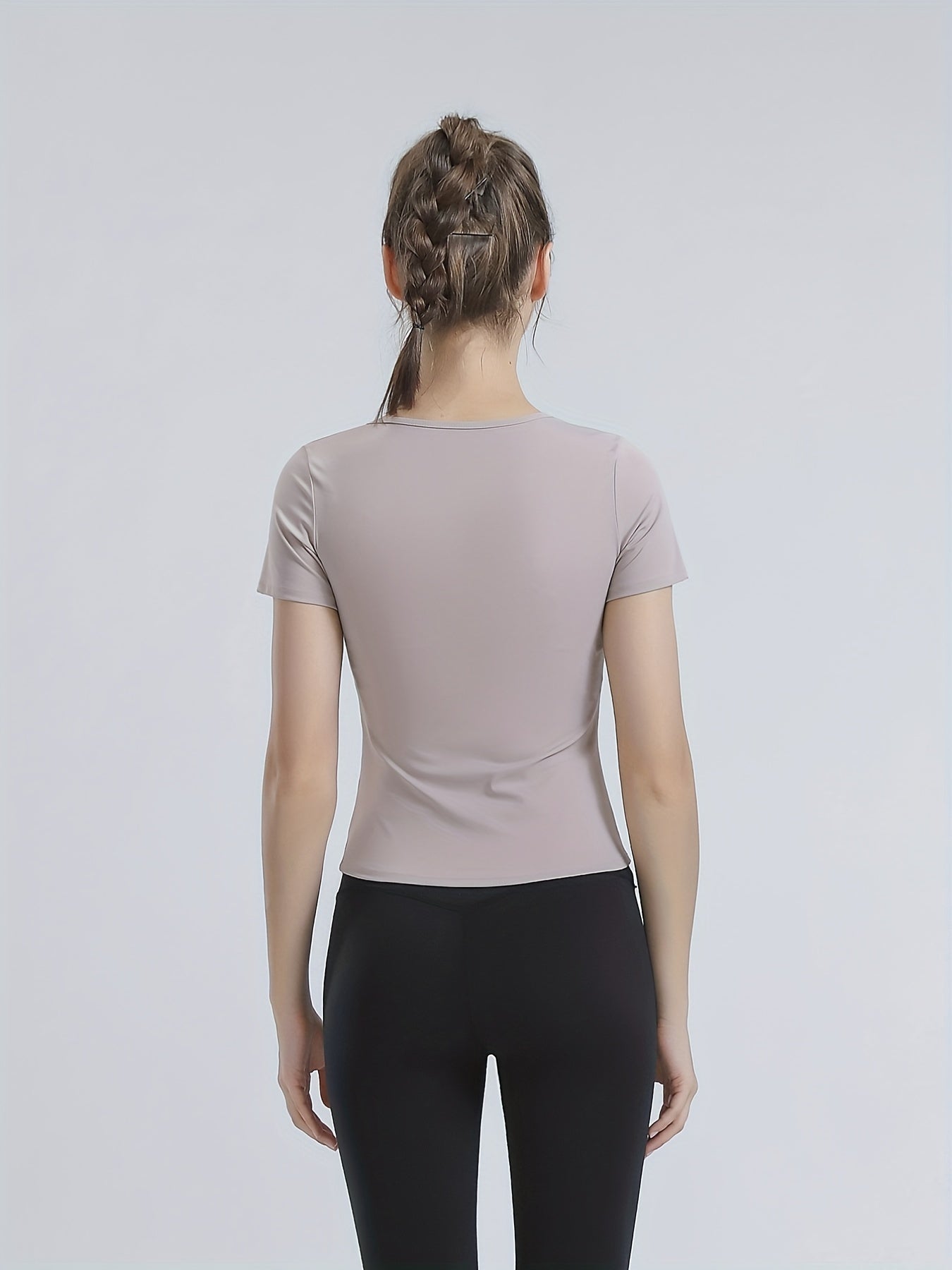 Women's Summer Slim Leisure Sports Short Sleeve T-shirt Solid
