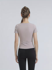 Women's Summer Slim Leisure Sports Short Sleeve T-shirt Solid