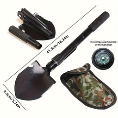 4-In-1 Stainless Steel Folding Survival Shovel for Camping Hiking