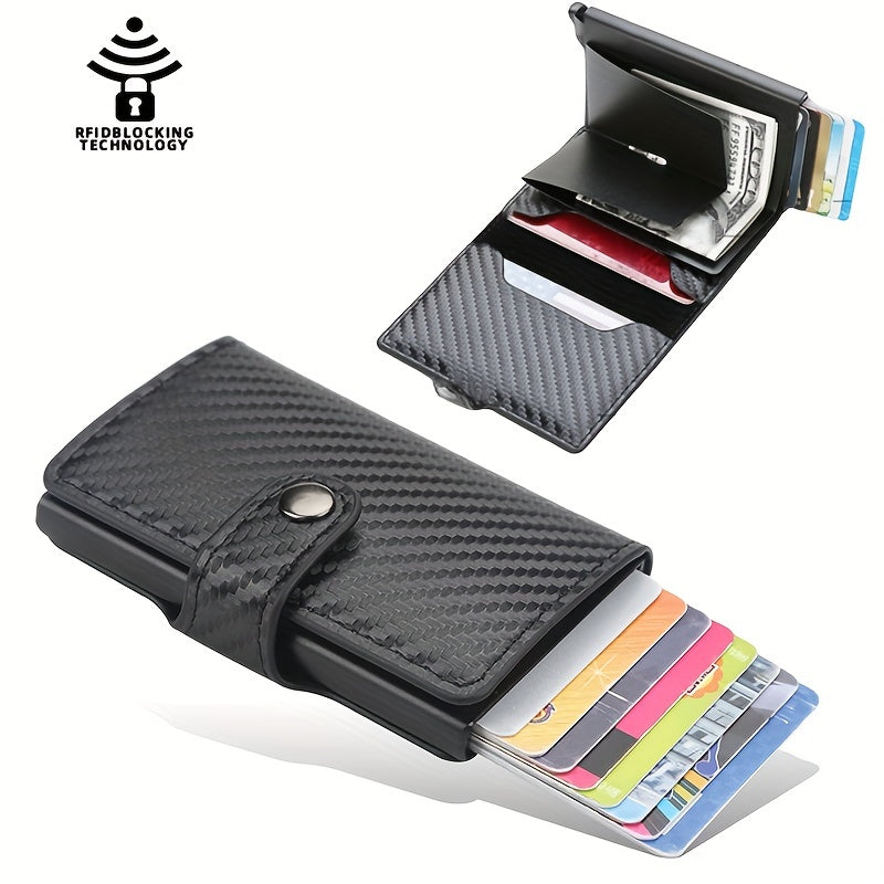 Men's Carbon Fiber Buckle Card Holder RFID Blocking