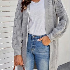 Twist Pattern Open Front Long Sleeve Cardigan