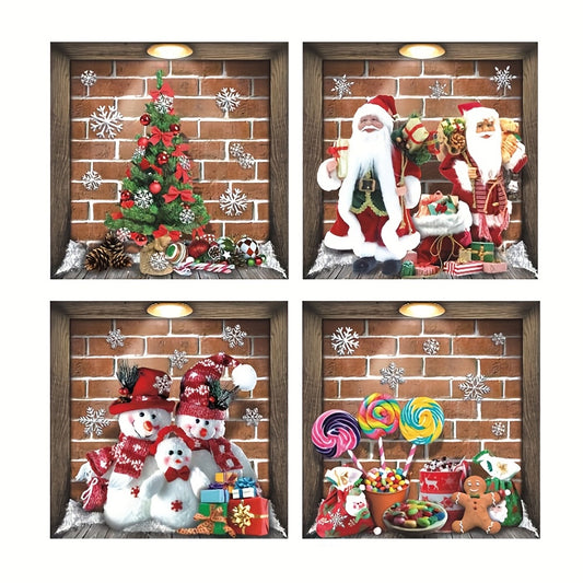 Christmas Wall Sticker Snowflake Santa Claus Tree Candy Party Window Sticker