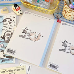 Horizontal Line Notebook Music Cat A5 Adhesive Bound Writing Book
