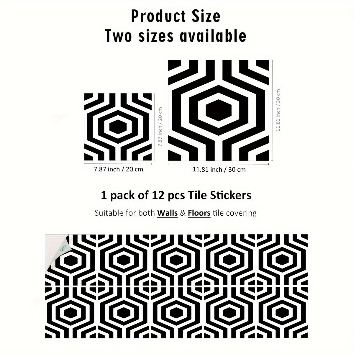 12pcs Moroccan Style Polygon Floor Tile Stickers