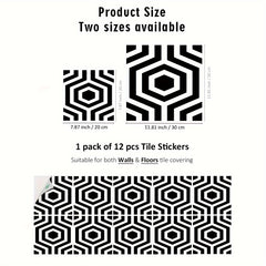 12pcs Moroccan Style Polygon Floor Tile Stickers