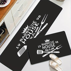 Minimalist BBQ House Rug Letter Pattern Washable Carpet for Home Decor