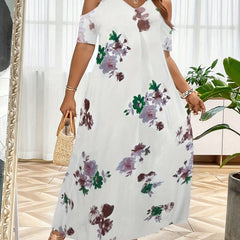  Women's Floral Print Lace Maxi Dress
