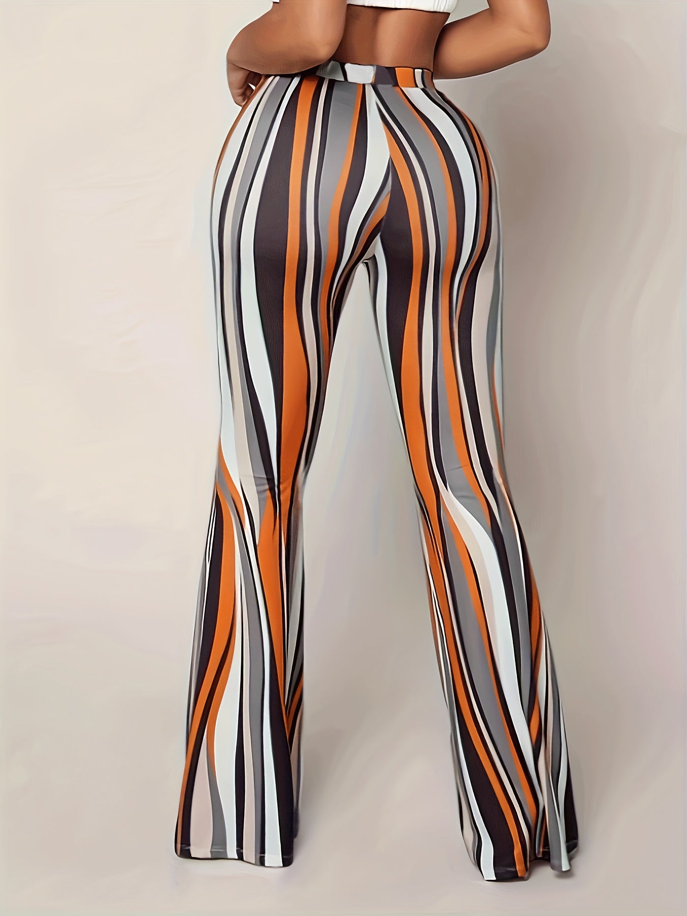  Striped Flared Leg Stretch Pants