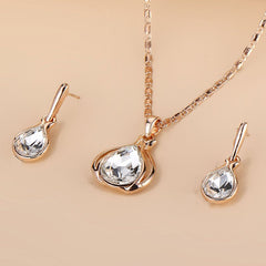 Water Drop Pendant Necklace & Earrings Set for Women/Girls