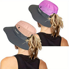 2 Pack Women's Ponytail Sun Hat Mesh Bucket Hat UV Protection