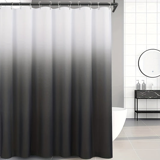 Grey Gradient PEVA Shower Curtain Set with Plastic Hooks 180x180cm