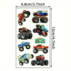 10 Pack Glow in the Dark Monster Truck Temporary Tattoos