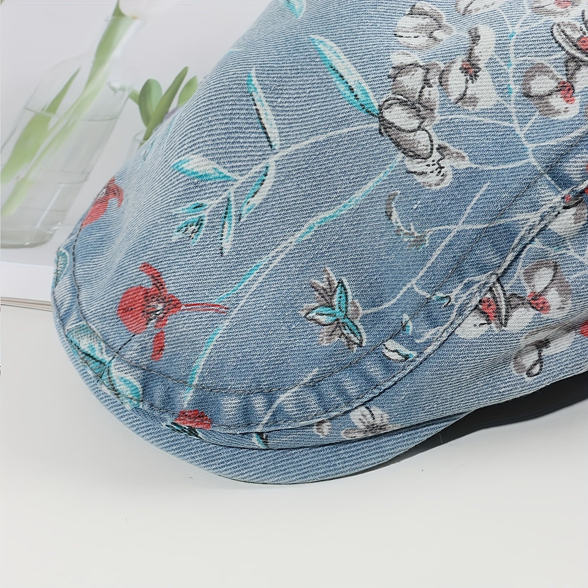 Y2K Washed Denim Newsboy Hat Beret Vintage Lightweight British Style Painter Hat