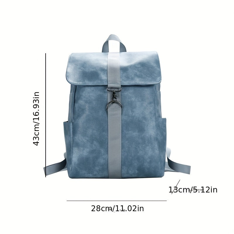 Retro Distressed Stylish Backpack PU Leather Large Capacity School Bag
