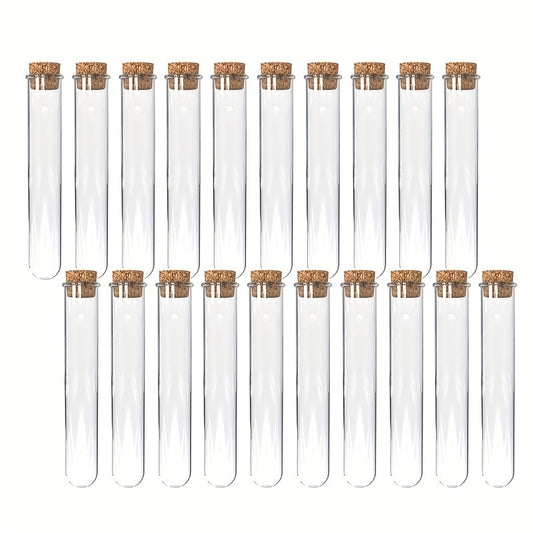 20pcs 25ml Clear Glass Test Tubes with Cork Stoppers for Scientific Experiments