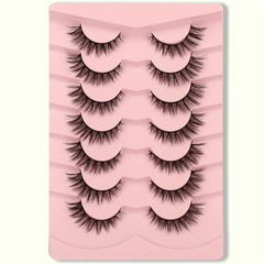 7 Pairs Natural Look Cat Eye Lashes Short Fluffy 3D Faux Mink Strip Lashes