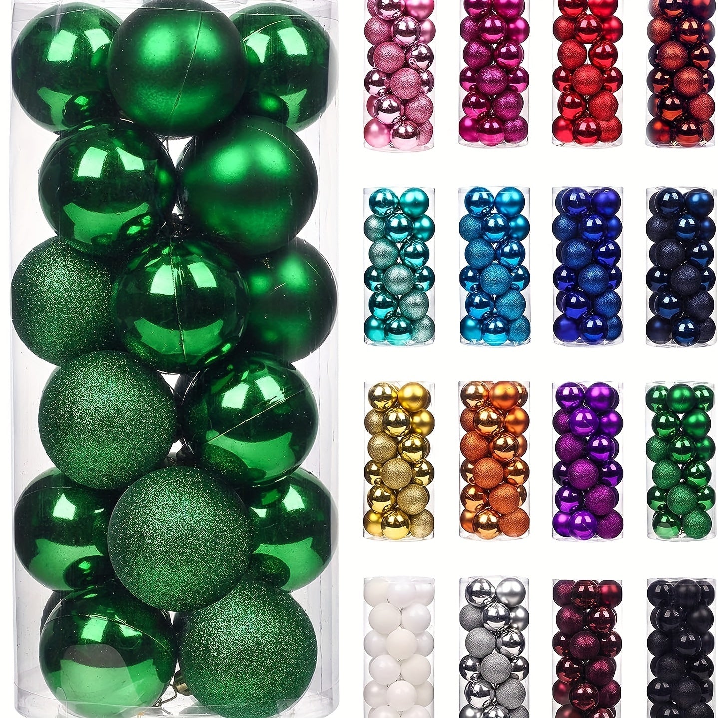 24pcs 30mm Christmas Balls Ornaments Small Assorted Decorations