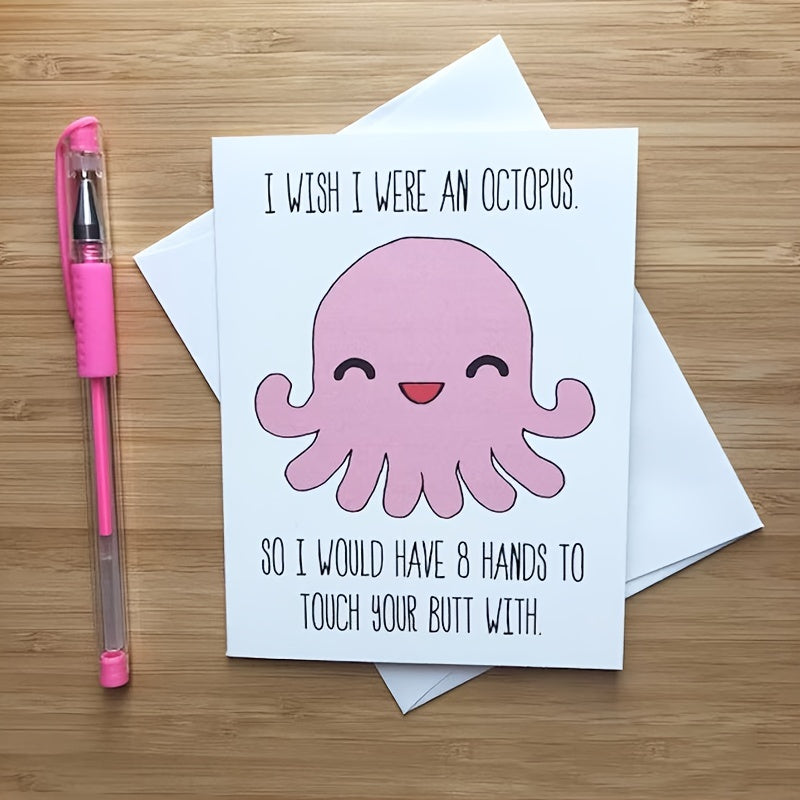 Funny Octopus Love Card - Romantic Anniversary Greeting for Husband