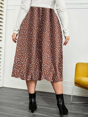  Women's Floral Print Pleated Maxi Skirt