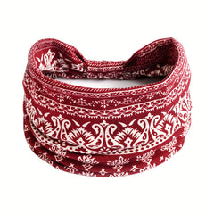 Boho Vintage Headband Paisley Pattern Stretchy Turban for Women