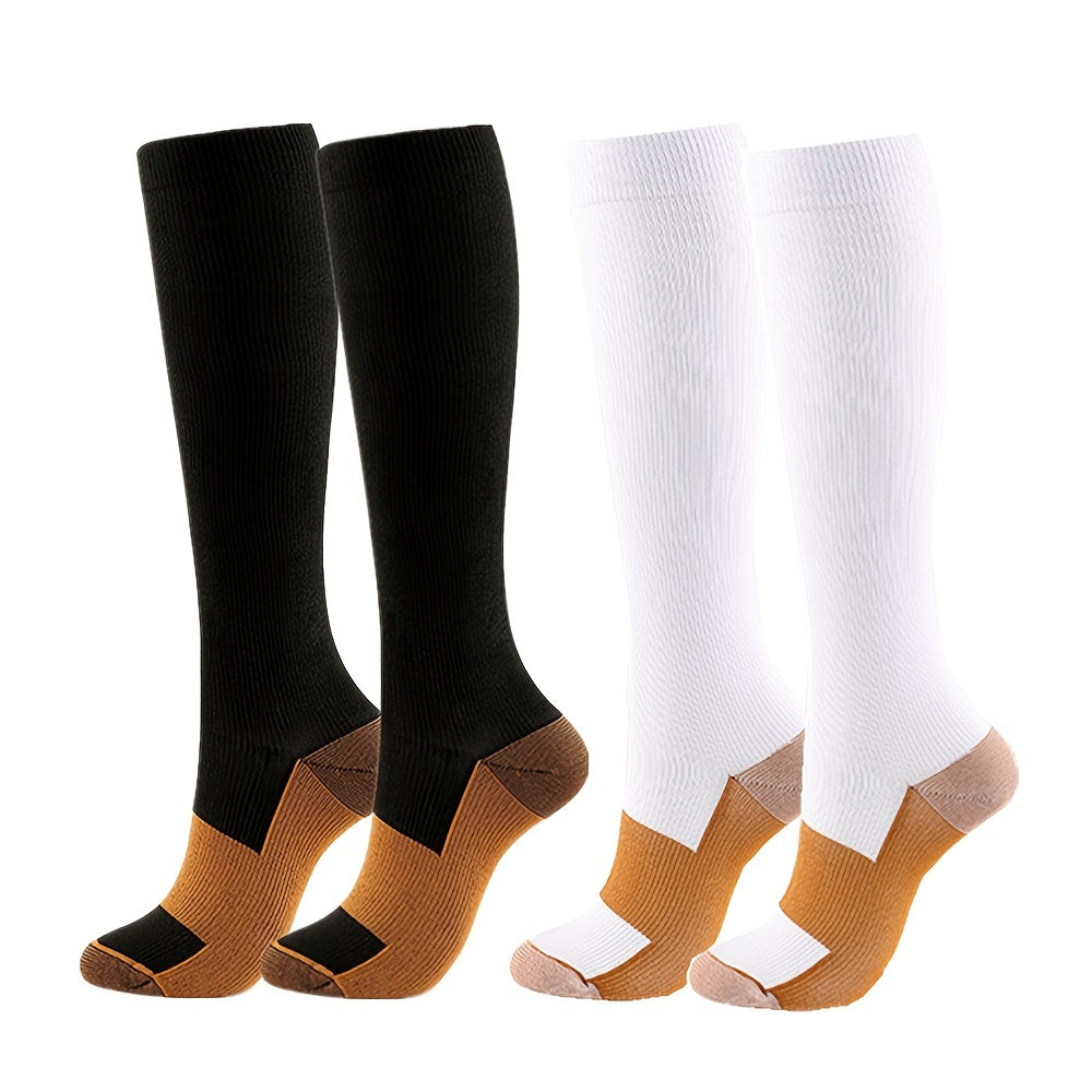 2 Pairs Pack Unisex Knee-length Compression Socks For Men