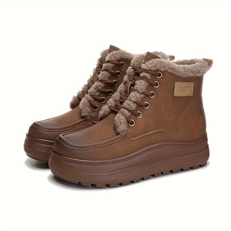 Women's Thermal Snow Boots Thick Sole Height Increasing Chunky Boots