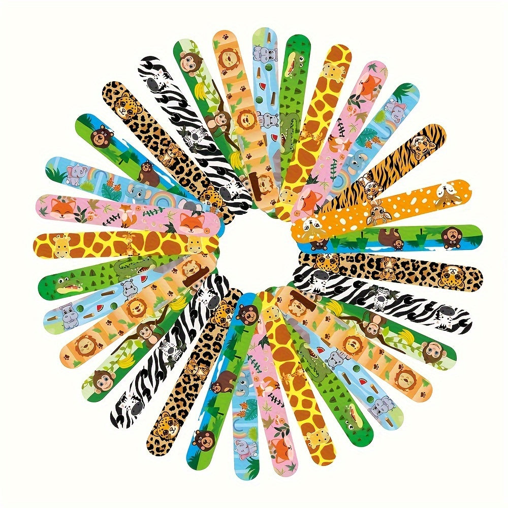 12Pcs Safari Slap Wristbands Animal Print Favors for Party Supplies