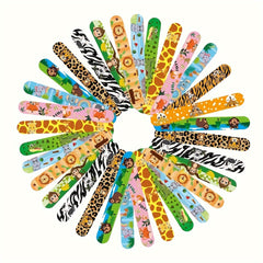 12Pcs Safari Slap Wristbands Animal Print Favors for Party Supplies