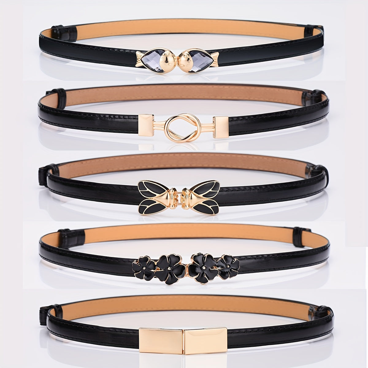 Stylish Thin Belt Solid PU Belt Waistband Decorative Dress Coat Girdle