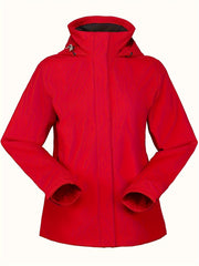 Women's Thermal Hooded Jacket Windproof Softshell Coat for Hiking